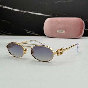 NEW MU54ZS 5AK30C MIU MIU WOMEN SUNGLASSES MU 54ZS 5AK30C GOLD OVAL SMU 54Z